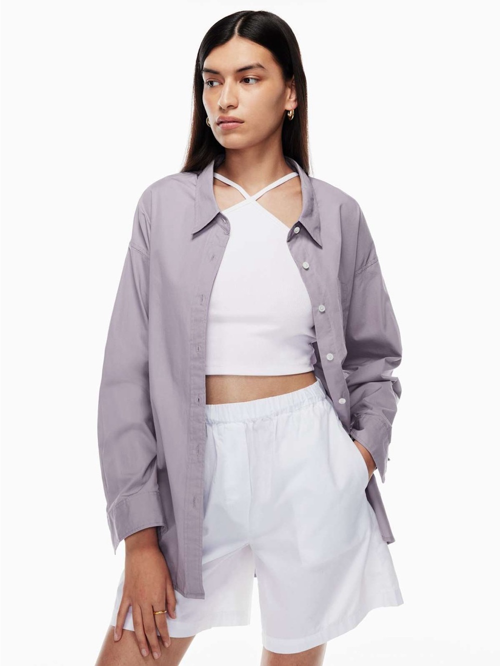 ARITZIA Wilfred Free Oversized Shirt in Purple Slate Size XS